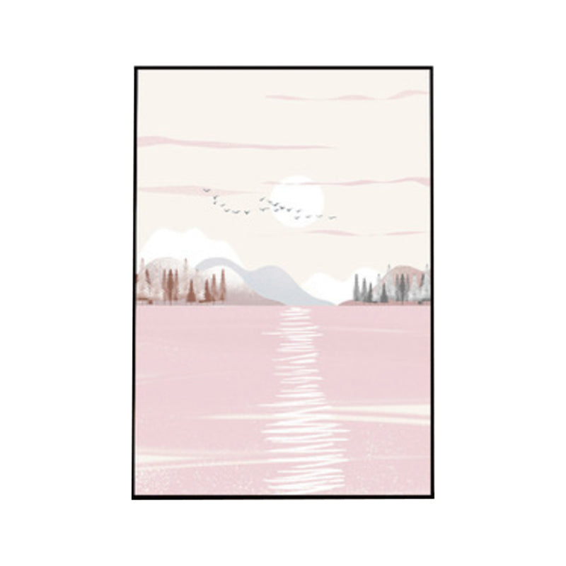 Nordic Scenery Forest Canvas Print Pastel Color Textured Wall Art Decor for Living Room Clearhalo 'Arts' 'Canvas Art' 1859196