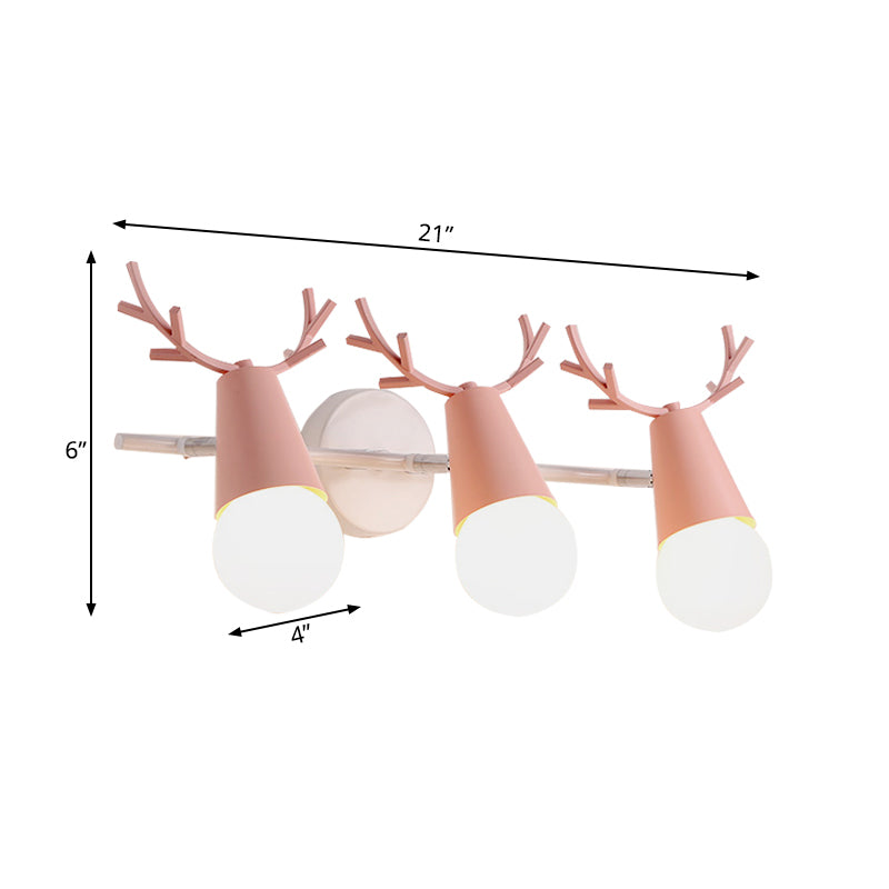 Deer Horn Shaped Wall Light 3 Heads Nordic Style Animal Metal Wall Lamp for Bedroom Clearhalo 'Wall Lamps & Sconces' 'Wall Lights' Lighting' 185920