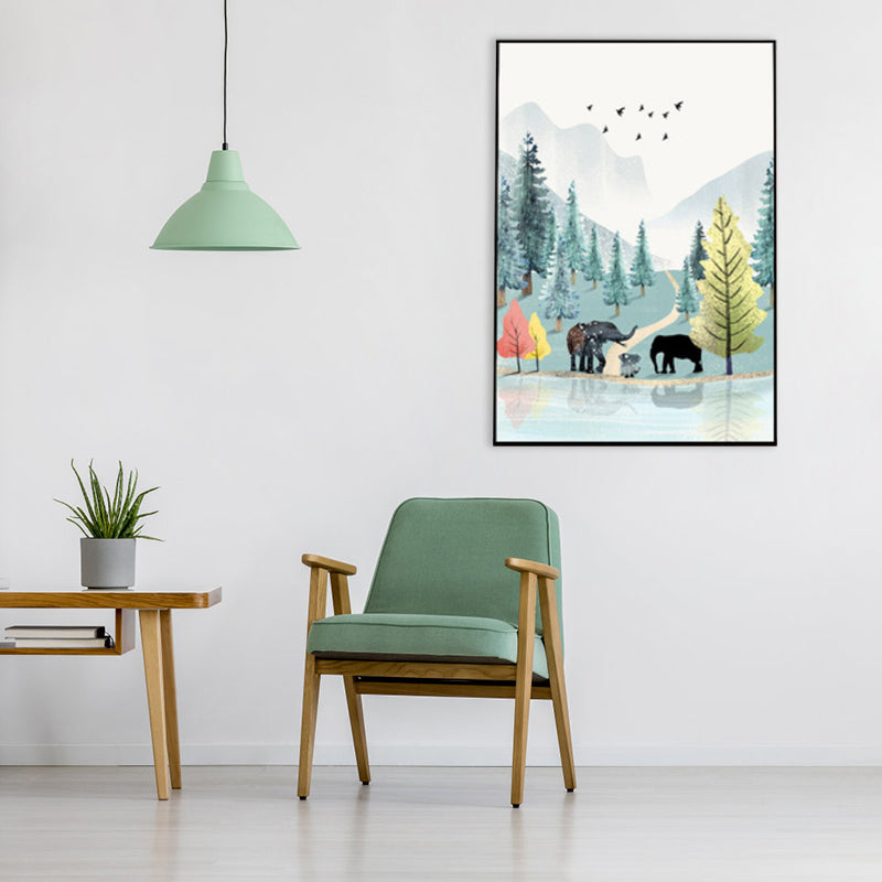 Nordic Scenery Forest Canvas Print Pastel Color Textured Wall Art Decor for Living Room Clearhalo 'Arts' 'Canvas Art' 1859202