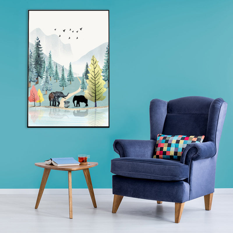 Nordic Scenery Forest Canvas Print Pastel Color Textured Wall Art Decor for Living Room Clearhalo 'Arts' 'Canvas Art' 1859203
