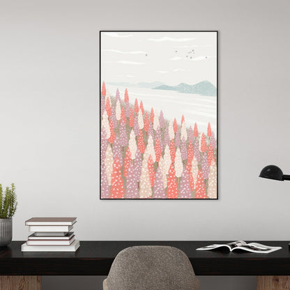Nordic Scenery Forest Canvas Print Pastel Color Textured Wall Art Decor for Living Room Purple Clearhalo 'Arts' 'Canvas Art' 1859205