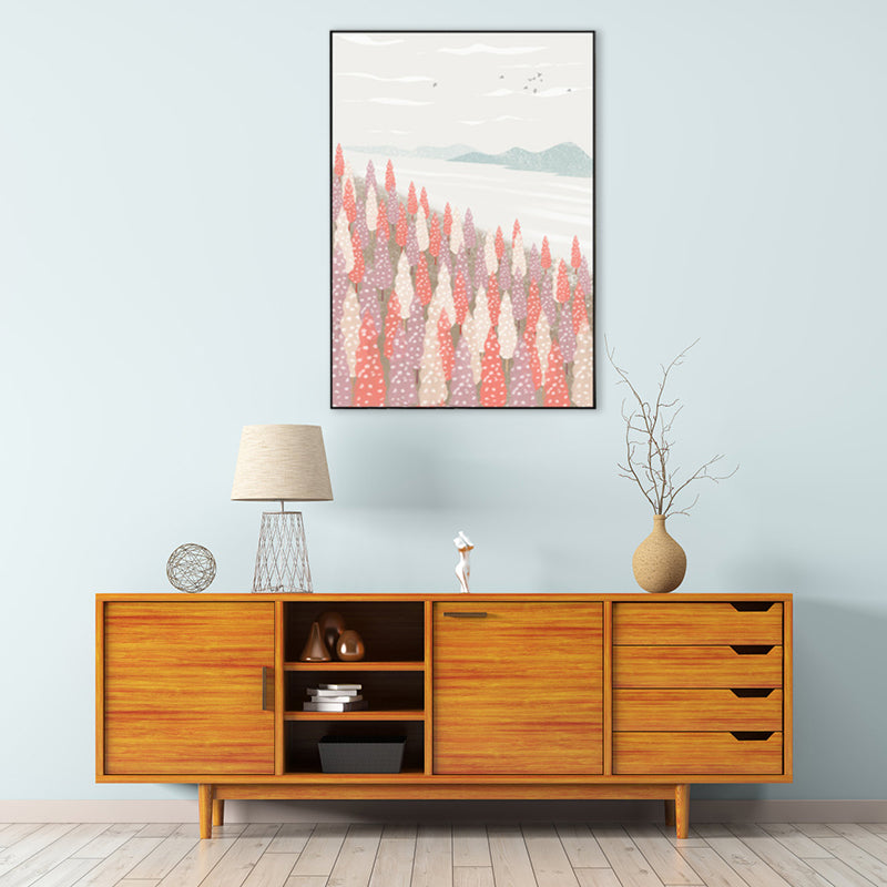 Nordic Scenery Forest Canvas Print Pastel Color Textured Wall Art Decor for Living Room Clearhalo 'Arts' 'Canvas Art' 1859206