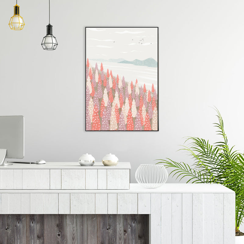 Nordic Scenery Forest Canvas Print Pastel Color Textured Wall Art Decor for Living Room Clearhalo 'Arts' 'Canvas Art' 1859207