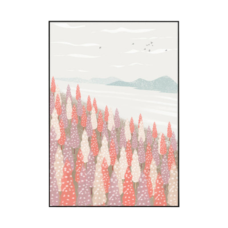 Nordic Scenery Forest Canvas Print Pastel Color Textured Wall Art Decor for Living Room Clearhalo 'Arts' 'Canvas Art' 1859208