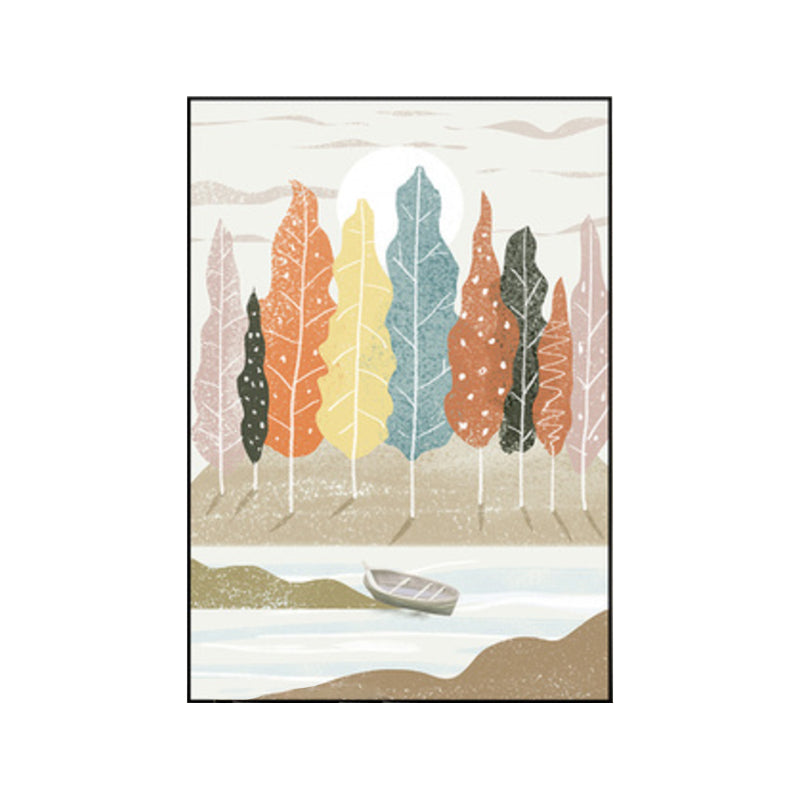 Nordic Scenery Forest Canvas Print Pastel Color Textured Wall Art Decor for Living Room Clearhalo 'Arts' 'Canvas Art' 1859212