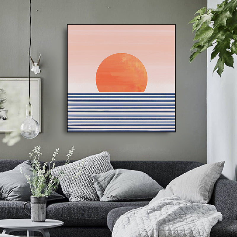 Sunrise Scenery Canvas Print Pastel Color Children's Art Style Wall Decor for Studio Clearhalo 'Art Gallery' 'Canvas Art' 'Kids' Arts' 1859314