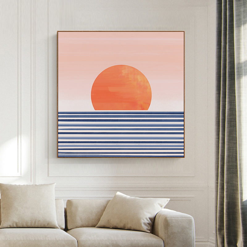 Sunrise Scenery Canvas Print Pastel Color Children's Art Style Wall Decor for Studio Clearhalo 'Art Gallery' 'Canvas Art' 'Kids' Arts' 1859315