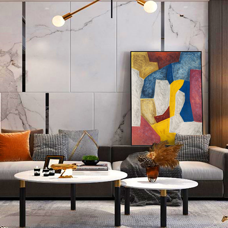 Hand Print Wall Decor Pop Art Abstract Wrapped Canvas in Soft Color for Family Room Blue Clearhalo 'Arts' 'Canvas Art' 1859348