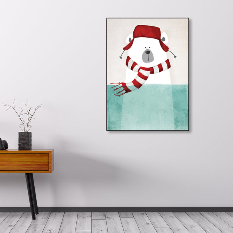 Cartoon Animal Wall Decor Pastel Color Children's Art Wrapped Canvas for Dining Room Clearhalo 'Art Gallery' 'Canvas Art' 'Kids' Arts' 1859378