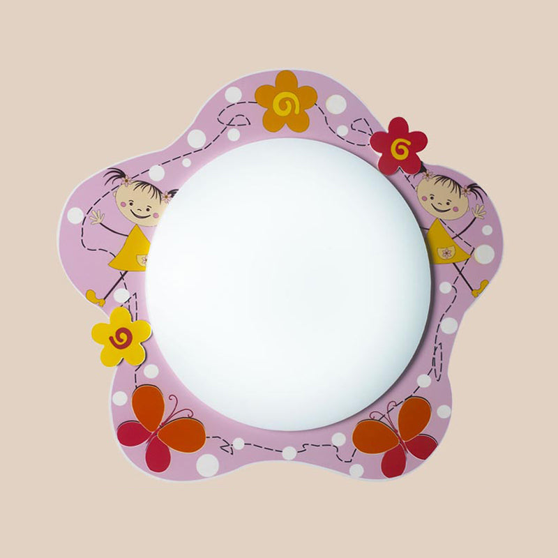 Acrylic Floral Ceiling Lamp Girls Bedroom Hallway Lovely Flush Mount Light in Pink Finish Clearhalo 'Ceiling Lights' 'Close To Ceiling Lights' 'Close to ceiling' 'Flush mount' Lighting' 185938