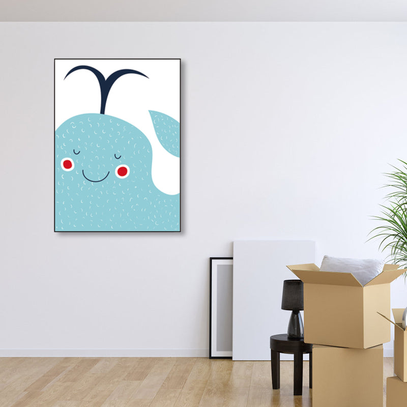 Cartoon Animal Wall Decor Pastel Color Children's Art Wrapped Canvas for Dining Room Clearhalo 'Art Gallery' 'Canvas Art' 'Kids' Arts' 1859387