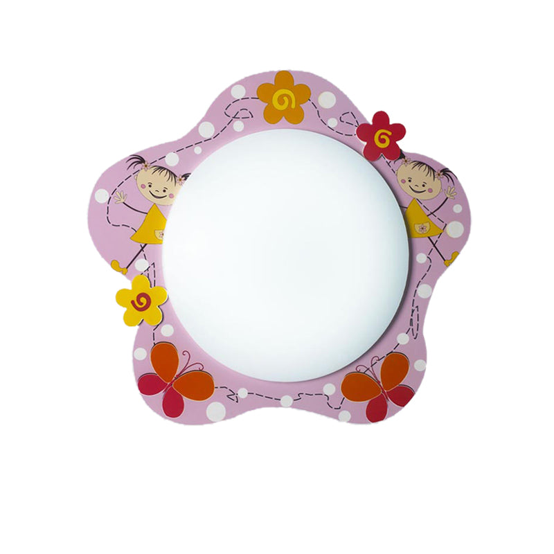 Acrylic Floral Ceiling Lamp Girls Bedroom Hallway Lovely Flush Mount Light in Pink Finish Clearhalo 'Ceiling Lights' 'Close To Ceiling Lights' 'Close to ceiling' 'Flush mount' Lighting' 185939