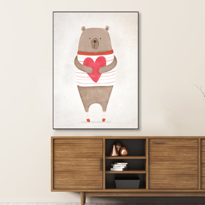 Cartoon Animal Wall Decor Pastel Color Children's Art Wrapped Canvas for Dining Room Clearhalo 'Art Gallery' 'Canvas Art' 'Kids' Arts' 1859390