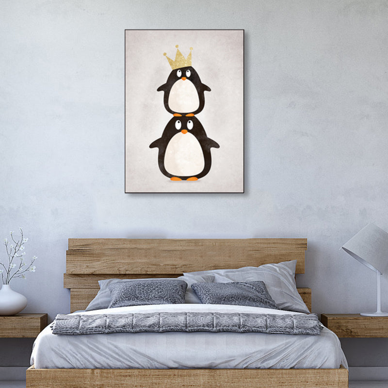 Cartoon Animal Wall Decor Pastel Color Children's Art Wrapped Canvas for Dining Room Clearhalo 'Art Gallery' 'Canvas Art' 'Kids' Arts' 1859394