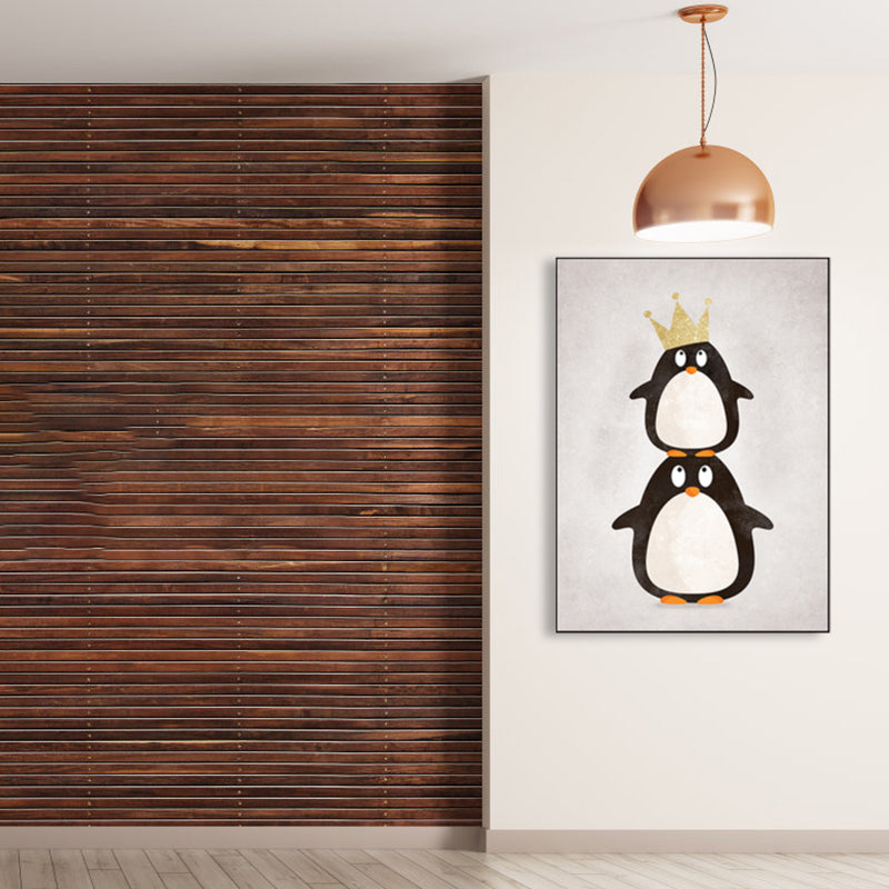 Cartoon Animal Wall Decor Pastel Color Children's Art Wrapped Canvas for Dining Room Clearhalo 'Art Gallery' 'Canvas Art' 'Kids' Arts' 1859395