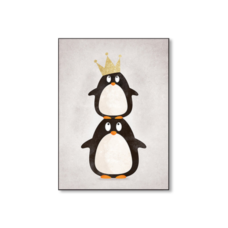 Cartoon Animal Wall Decor Pastel Color Children's Art Wrapped Canvas for Dining Room Clearhalo 'Art Gallery' 'Canvas Art' 'Kids' Arts' 1859396