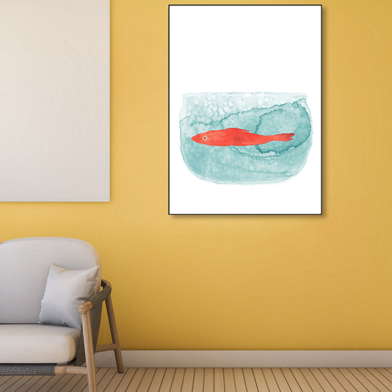 Cartoon Animal Wall Decor Pastel Color Children's Art Wrapped Canvas for Dining Room Red Clearhalo 'Art Gallery' 'Canvas Art' 'Kids' Arts' 1859397