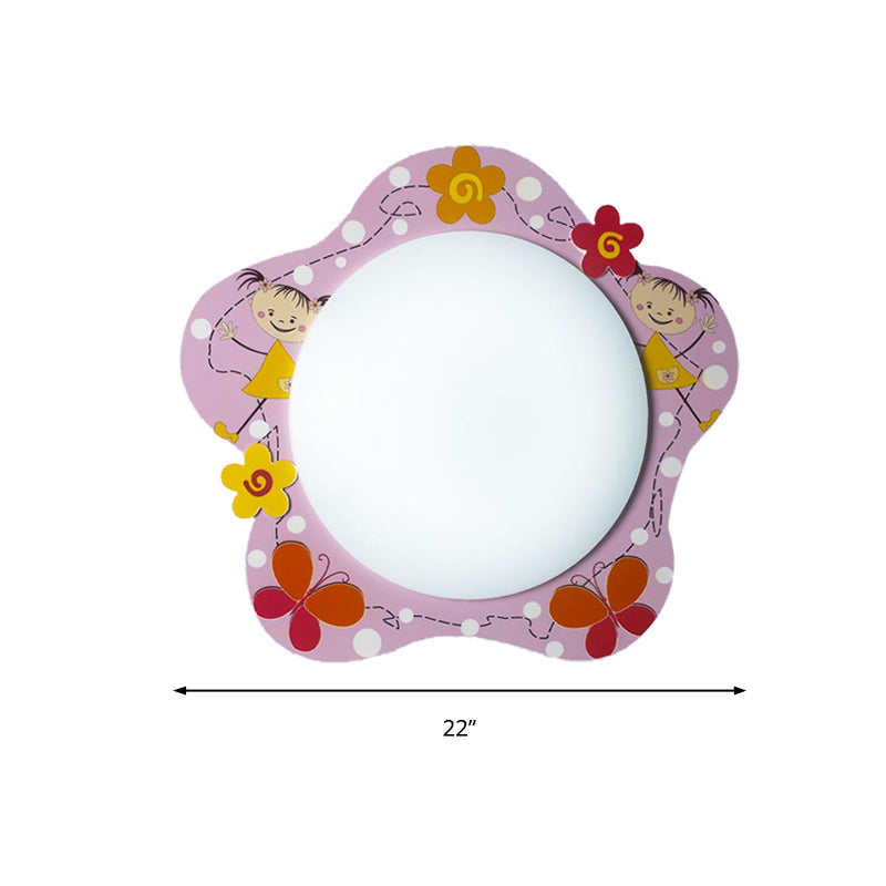 Acrylic Floral Ceiling Lamp Girls Bedroom Hallway Lovely Flush Mount Light in Pink Finish Clearhalo 'Ceiling Lights' 'Close To Ceiling Lights' 'Close to ceiling' 'Flush mount' Lighting' 185940