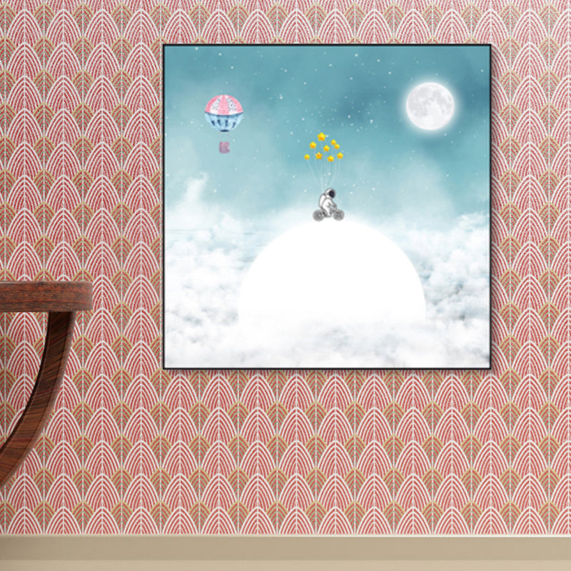 Full Moon and Whale Canvas Print Children's Art Textured Home Gallery Wall Decor Clearhalo 'Art Gallery' 'Canvas Art' 'Kids' Arts' 1859408