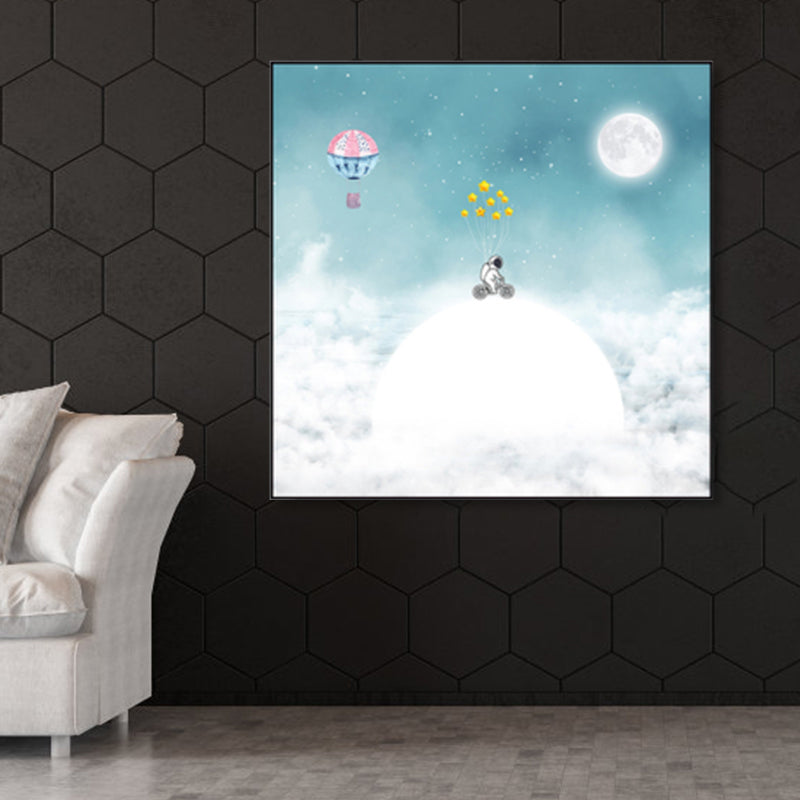 Full Moon and Whale Canvas Print Children's Art Textured Home Gallery Wall Decor Clearhalo 'Art Gallery' 'Canvas Art' 'Kids' Arts' 1859409