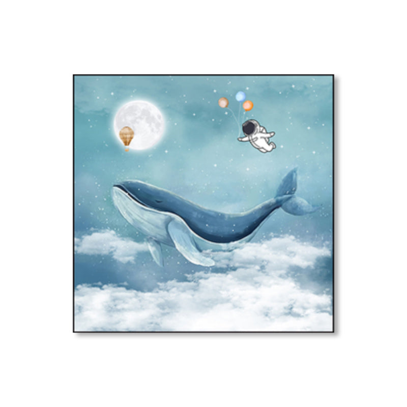 Full Moon and Whale Canvas Print Children's Art Textured Home Gallery Wall Decor Clearhalo 'Art Gallery' 'Canvas Art' 'Kids' Arts' 1859421