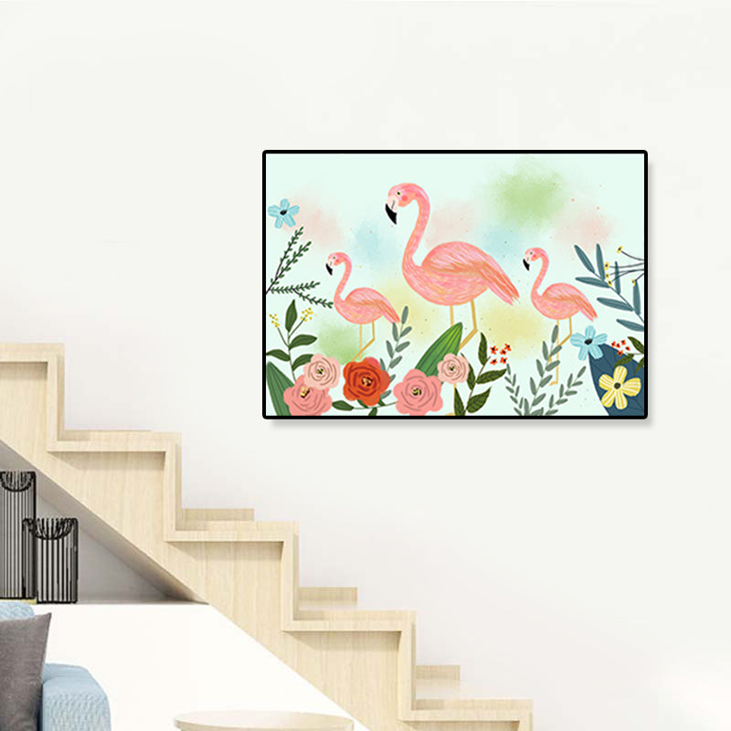 Flamingo Print Painting Tropical Stylish Textured Canvas Wall Art for Dining Room Clearhalo 'Art Gallery' 'Canvas Art' 'Coastal Art Gallery' 'Tropical' Arts' 1859446
