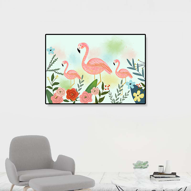 Flamingo Print Painting Tropical Stylish Textured Canvas Wall Art for Dining Room Clearhalo 'Art Gallery' 'Canvas Art' 'Coastal Art Gallery' 'Tropical' Arts' 1859447