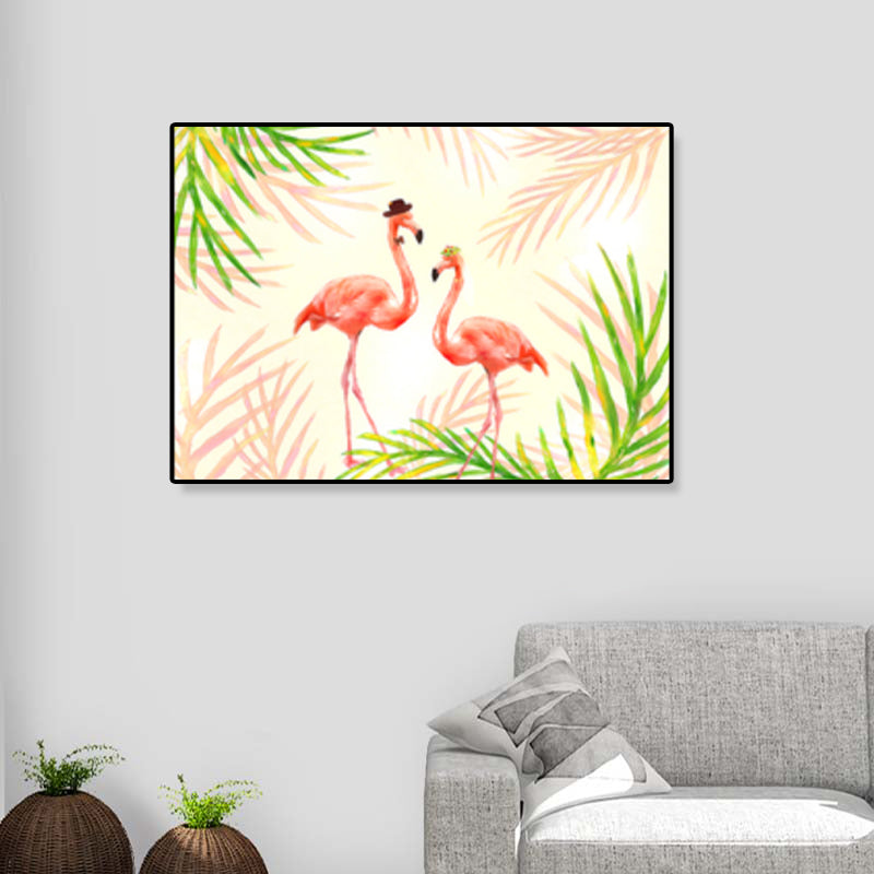 Flamingo Print Painting Tropical Stylish Textured Canvas Wall Art for Dining Room Clearhalo 'Art Gallery' 'Canvas Art' 'Coastal Art Gallery' 'Tropical' Arts' 1859450