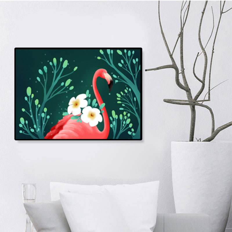 Flamingo Print Painting Tropical Stylish Textured Canvas Wall Art for Dining Room Clearhalo 'Art Gallery' 'Canvas Art' 'Coastal Art Gallery' 'Tropical' Arts' 1859454