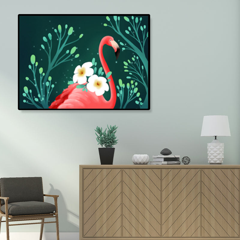 Flamingo Print Painting Tropical Stylish Textured Canvas Wall Art for Dining Room Clearhalo 'Art Gallery' 'Canvas Art' 'Coastal Art Gallery' 'Tropical' Arts' 1859455