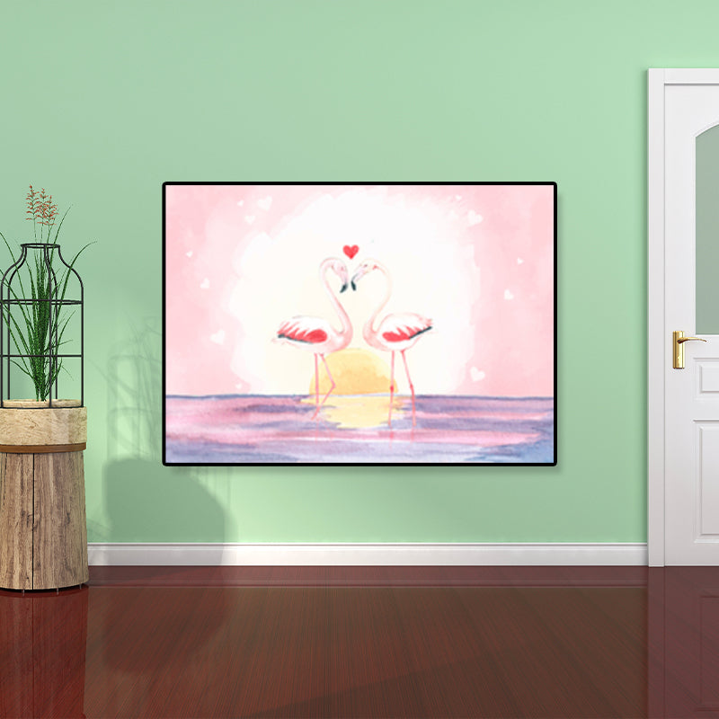 Flamingo Print Painting Tropical Stylish Textured Canvas Wall Art for Dining Room Clearhalo 'Art Gallery' 'Canvas Art' 'Coastal Art Gallery' 'Tropical' Arts' 1859459