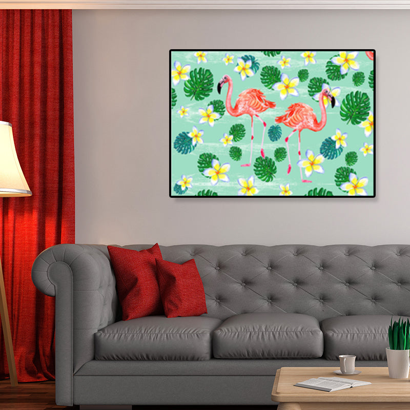 Flamingo Print Painting Tropical Stylish Textured Canvas Wall Art for Dining Room Clearhalo 'Art Gallery' 'Canvas Art' 'Coastal Art Gallery' 'Tropical' Arts' 1859463
