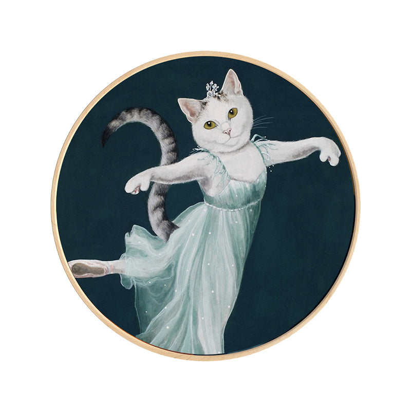 Pop Art Dancing Cat Canvas Print Light Color Textured Wall Decor for Sitting Room Clearhalo 'Arts' 'Canvas Art' 1859468