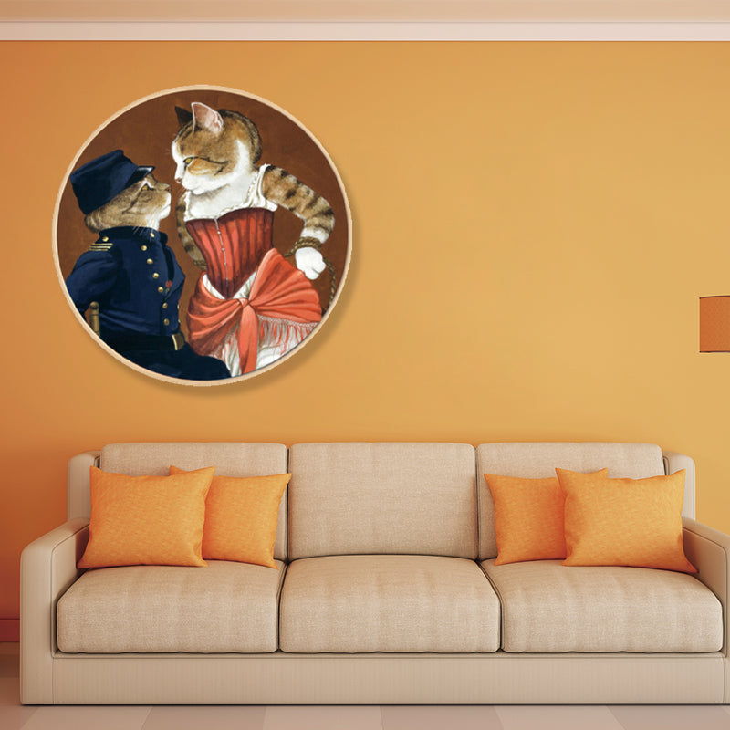 Pop Art Dancing Cat Canvas Print Light Color Textured Wall Decor for Sitting Room Clearhalo 'Arts' 'Canvas Art' 1859472