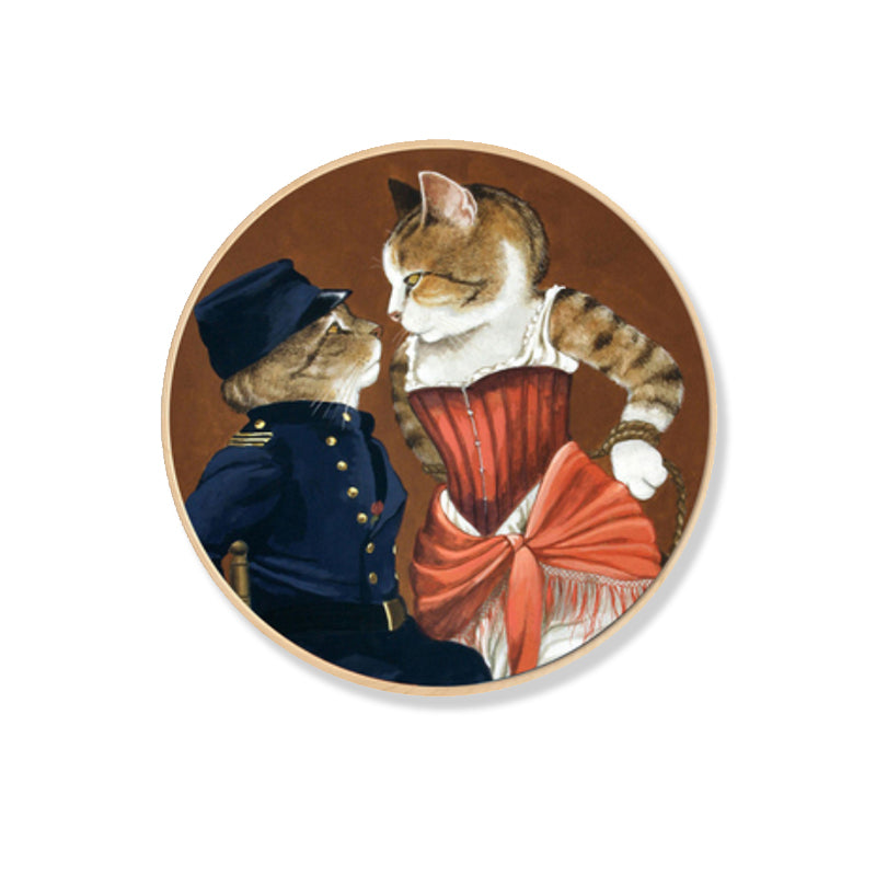 Pop Art Dancing Cat Canvas Print Light Color Textured Wall Decor for Sitting Room Clearhalo 'Arts' 'Canvas Art' 1859474