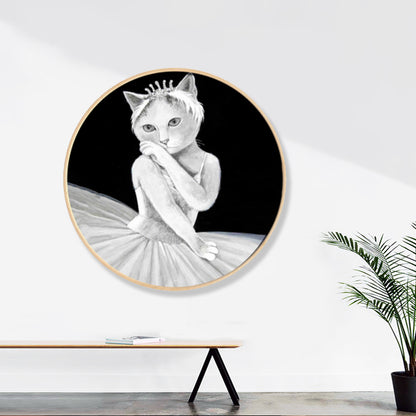 Pop Art Dancing Cat Canvas Print Light Color Textured Wall Decor for Sitting Room Grey Clearhalo 'Arts' 'Canvas Art' 1859475