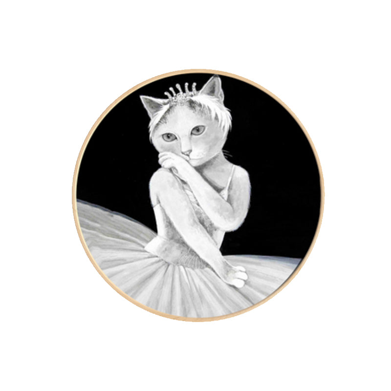 Pop Art Dancing Cat Canvas Print Light Color Textured Wall Decor for Sitting Room Clearhalo 'Arts' 'Canvas Art' 1859478