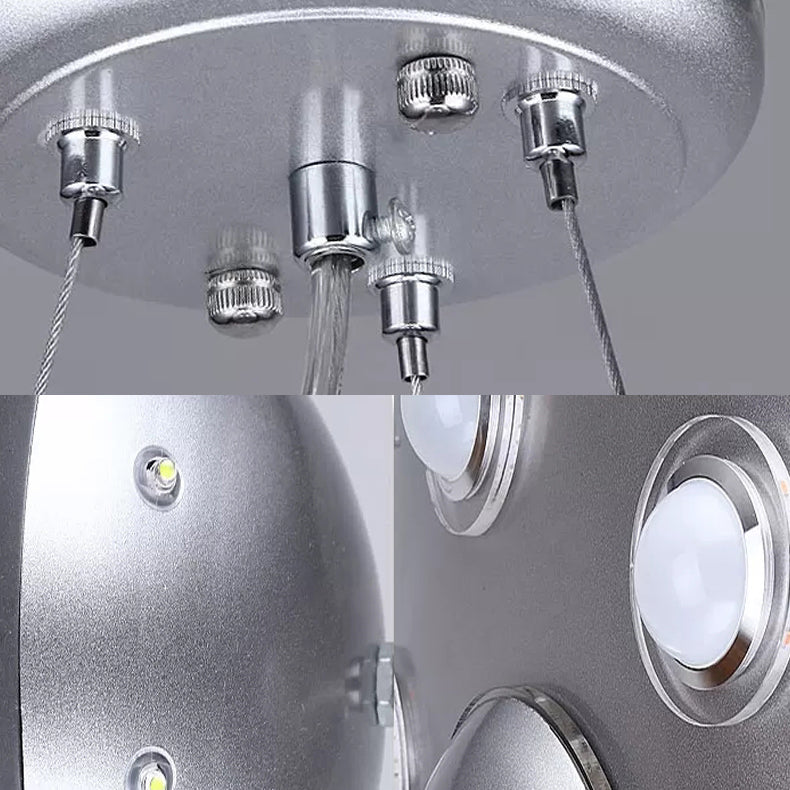 Metal UFO Pendant Light Six Lights Creative Suspension Light in Silver for Boys Bedroom Clearhalo 'Ceiling Lights' 'Chandeliers' Lighting' options 185951