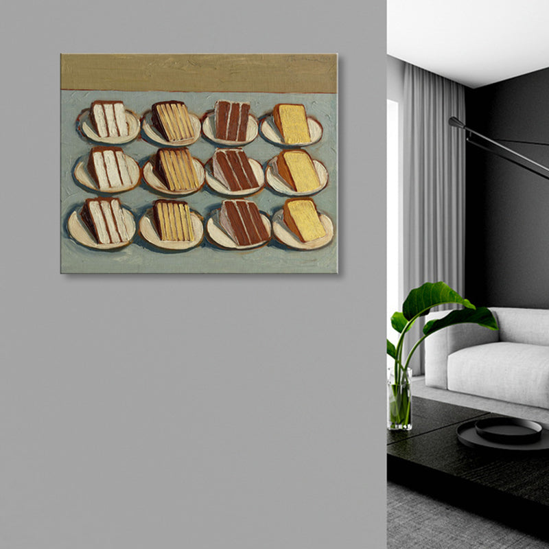 Brown Cake Piece Wall Decor Foods Pop Art Textured Wrapped Canvas for Living Room Brown Clearhalo 'Arts' 'Canvas Art' 1859519