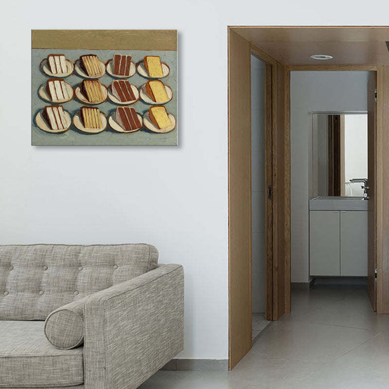 Brown Cake Piece Wall Decor Foods Pop Art Textured Wrapped Canvas for Living Room Clearhalo 'Arts' 'Canvas Art' 1859520
