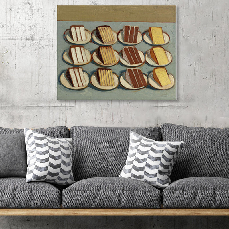 Brown Cake Piece Wall Decor Foods Pop Art Textured Wrapped Canvas for Living Room Clearhalo 'Arts' 'Canvas Art' 1859521