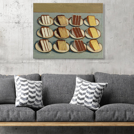 Brown Cake Piece Wall Decor Foods Pop Art Textured Wrapped Canvas for Living Room - Clearhalo - 'Arts' - 'Canvas Art' - 1859521