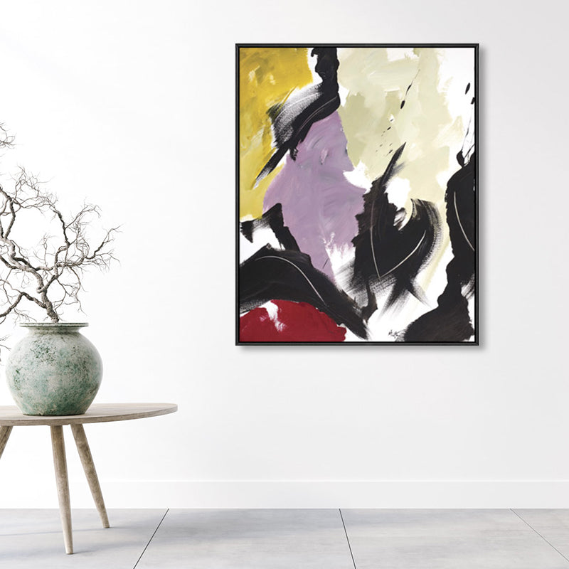 Light Color Brush Stroke Wall Decor Abstract Modern Art Textured Canvas Print for Lobby - Black - Clearhalo - 'Arts' - 'Canvas Art' - 1859533