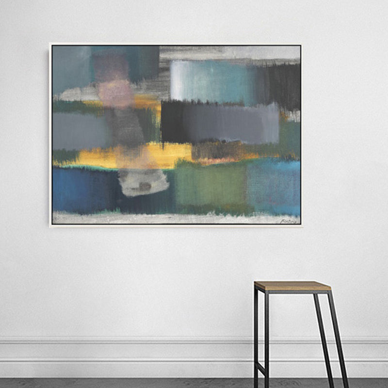 Gray Hand Printed Wall Decor Abstract Mid-Century Modern Textured Canvas for Stairway Grey Clearhalo 'Arts' 'Canvas Art' 1859536