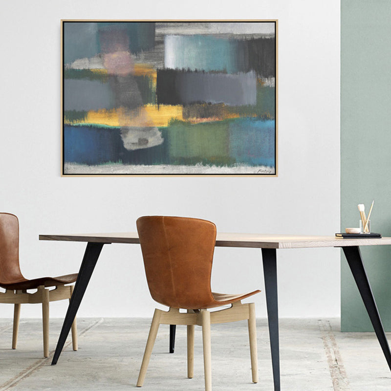 Gray Hand Printed Wall Decor Abstract Mid-Century Modern Textured Canvas for Stairway Clearhalo 'Arts' 'Canvas Art' 1859538