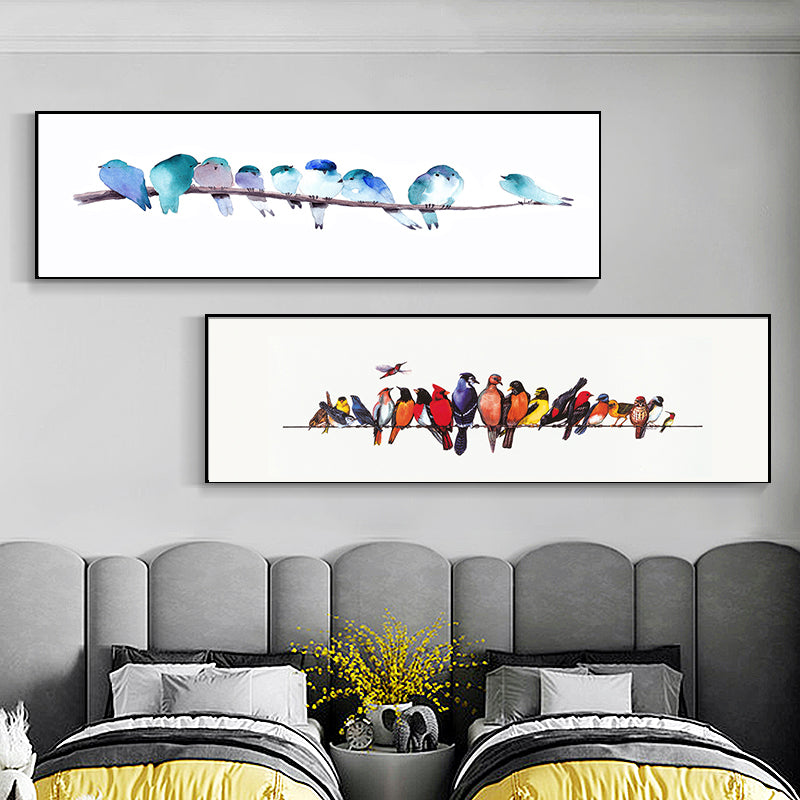 Singing Birds Painting Kids Style Canvas Wall Art Decor in Light Color for Bathroom Clearhalo 'Art Gallery' 'Canvas Art' 'Kids' Arts' 1859571