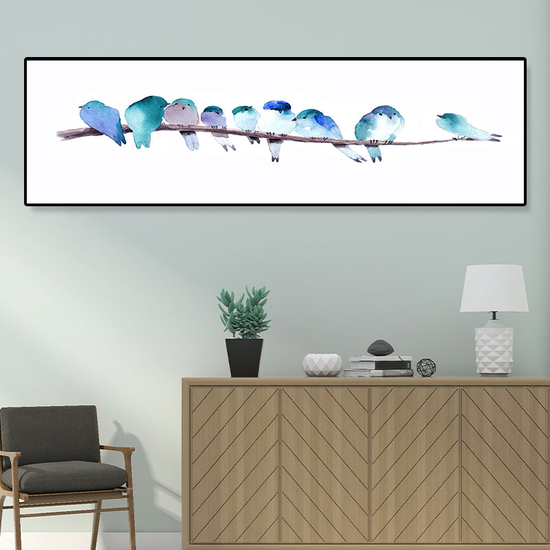 Singing Birds Painting Kids Style Canvas Wall Art Decor in Light Color for Bathroom Clearhalo 'Art Gallery' 'Canvas Art' 'Kids' Arts' 1859573