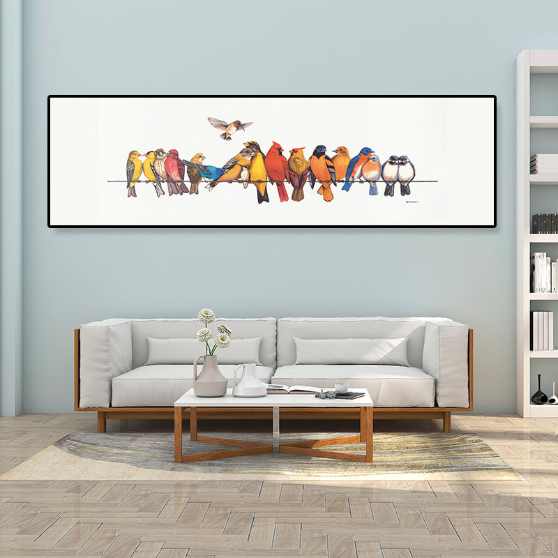 Singing Birds Painting Kids Style Canvas Wall Art Decor in Light Color for Bathroom Clearhalo 'Art Gallery' 'Canvas Art' 'Kids' Arts' 1859578