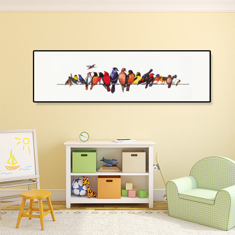 Singing Birds Painting Kids Style Canvas Wall Art Decor in Light Color for Bathroom Clearhalo 'Art Gallery' 'Canvas Art' 'Kids' Arts' 1859581