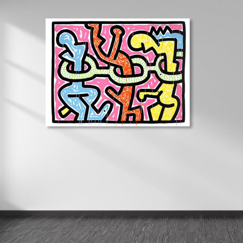 Floral Design Wall Decor Pop Art Textured Canvas in Pastel Color for Family Room Pink Clearhalo 'Arts' 'Canvas Art' 1859655